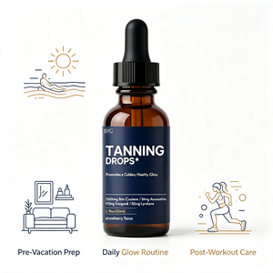 Gouttes de bronzage OEM de haute qualité saveur fraise, vitamines et astaxanthine pour l'éclat de la peau, soutien du collagène et un teint sain - Product Image 6