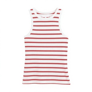 Men's New Arrival <b>Striped</b> <b>Tank</b> <b>Tops</b> Sleeveless Vest Breathable Embroidery 100% Cotton - Product Image 4
