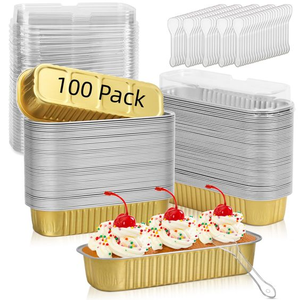 <span class=keywords><strong>Moldes</strong></span> de aluminio <span class=keywords><strong>para</strong></span> pan y cupcakes de 6.8 oz con forma rectangular - Product Image 1