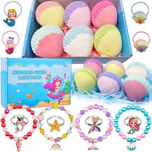 <span class=keywords><strong>Bombes</strong></span> de bain pour enfants Shell avec bracelet et bague surprise, <span class=keywords><strong>bombes</strong></span> effervescentes naturelles douces et véganes, ensemble cadeau de jouets de bain amusants pour <span class=keywords><strong>les</strong></span> <span class=keywords><strong>petites</strong></span> filles - Product Image 1