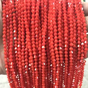 Harga pabrik grosir manik-manik bicone 2/3/4/5/6/8mm manik-manik kristal bicone kaca warna-warni untuk membuat perhiasan