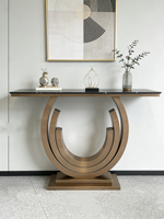 Console de Luxe Moderne et Minimaliste pour Entrée de Villa, Longue et Étroite, en Acier Inoxydable avec Plateau en Pierre, Multifonctionnelle, Garantie 2 Ans