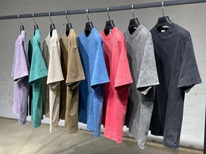 卸売高級ヘビーウェイトTシャツストーンウォッシュドヴィンテージプリントグラフィックカスタムユーズド加工アシッドウォッシュTシャツ綿100% Tシャツ - Product Image 2
