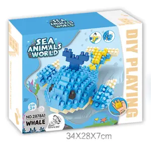 핫 세일 안전한 물자 마이크로 바다 동물 고래 건물 blocks185PCS DIYInsert 및 집합 다채로운 빌딩 블록 장난감