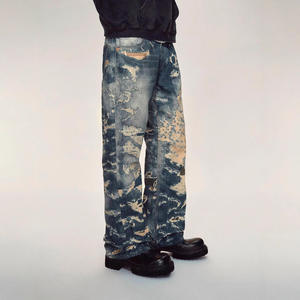 Jeans Conley Boot Cut Denim 2026 Europe Station Reset, Lavado Medio, Estilo Vintage, Efecto Desgastado, Impresión Digital - Product Image 1