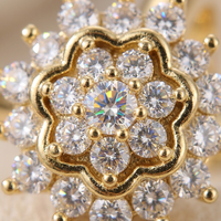 OUGEPHELI Bague Ajustable en Argent 925 avec Moissanite VVS1 testée au diamant, motif Faisceau de fleurs soleil et Flocon de neige étoilé, Bijoux