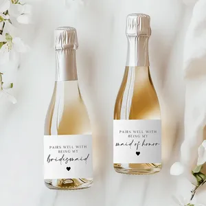 Autocollants personnalisés pour bouteilles de vin – Demande de demoiselle d'honneur – Mini étiquettes personnalisées pour mariage, fête nuptiale, cadeau pour demoiselle d'honneur - Product Image 4