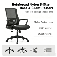 Chaise de bureau ergonomique en maille à dossier moyen pour personnel, chaise pivotante de haute qualité pour bureau, salle de réunion, chaise de visiteur, chaise de bureau
