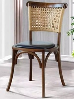 Chaise de salle à manger en rotin rétro, minimaliste, en bois massif, avec corde tressée à la main, idéale pour les salles à manger à domicile et les hôtels