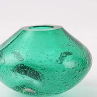 Vase en verre bulle vert en gros, petit vase ovale minimaliste pour fleurs, décoration de table pour maison, mariage, villa, OEM