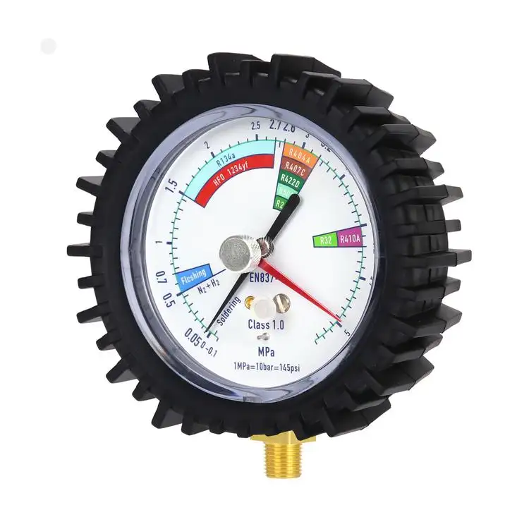 Hot Sale Free Vibration Refrigerant Gas Pressure Gauge Refrigeration Single Manifold Gauge Refrigerant Pressure Gauge Manometer