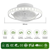 Ventilateurs de plafond LED modernes de 500 mm en gros d'usine avec télécommande, moteur DC silencieux tout en cuivre, option Tuya Smart