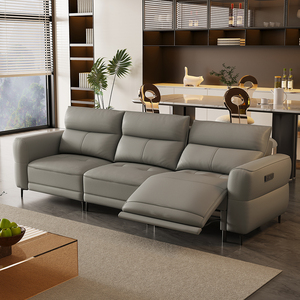 Divano Elettrico Moderno Italiano in Offerta, Set Multifunzionale Reclinabile Estensibile in Pelle e Metallo, Combinazione ad <span class=keywords><strong>Angolo</strong></span> per Ville - Product Image 4