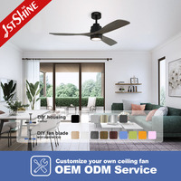 Ventilateur de plafond 1stshine pour salon, pales en bois massif, télécommande, ventilateur de plafond en bois avec lumière LED