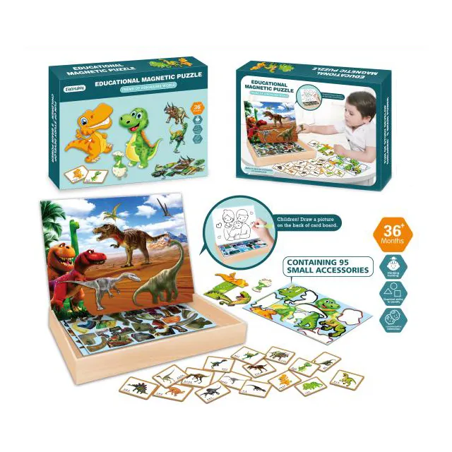 Groothandel Dinosaur Math Puzzel Educatief Diy Magneet Game Speelgoed