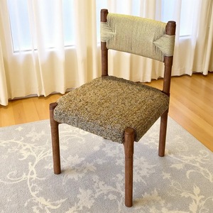 Chaise de salle à manger rétro en bois massif avec dossier en corde et assise rembourrée pour adultes - Product Image 1