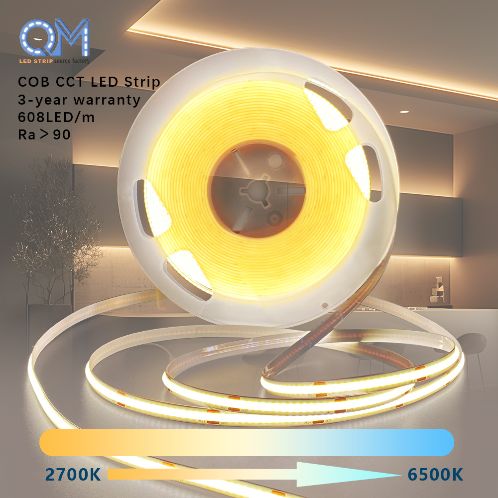 Cob Cct Led Strip 24V 2700 6500 Double Led 5M 10M Ws2811 Rgbcct Rgbcw Cob Neon Magic Light Strip 840Leds M High Density 5 in 1