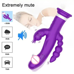 Vibratore Rabbit 3-in-1 a Doppio Motore, 10 Velocità, Impermeabile, in Silicone Medicale, per Stimolazione Femminile di Punto G, Clitoride e Anale, Ricaricabile USB - Product Image 2
