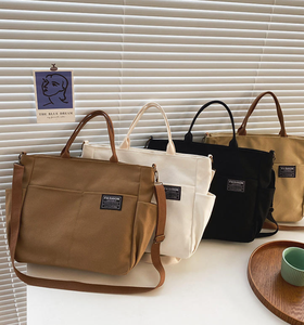 Bolsa de compras de lona de algodón de diseño, con logotipo personalizado, reutilizable, de gran capacidad, con asa diagonal, al por mayor. - Product Image 6