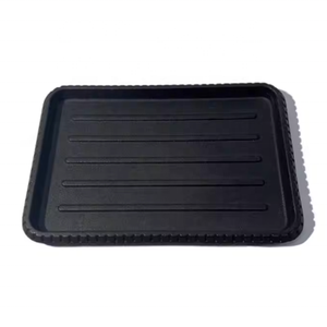 批发铸铁条纹牛排盘烧烤烤盘长方形嘶嘶烤盘木底牛排盘 - Product Image 4