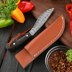 Cuchillos para exteriores, cuchillo pequeño para carne, cuchillo de mano con textura de cuero de Damasco, cuchillo pequeño para asar cordero mongol, cuchillo para carne de perro - Product Image 1