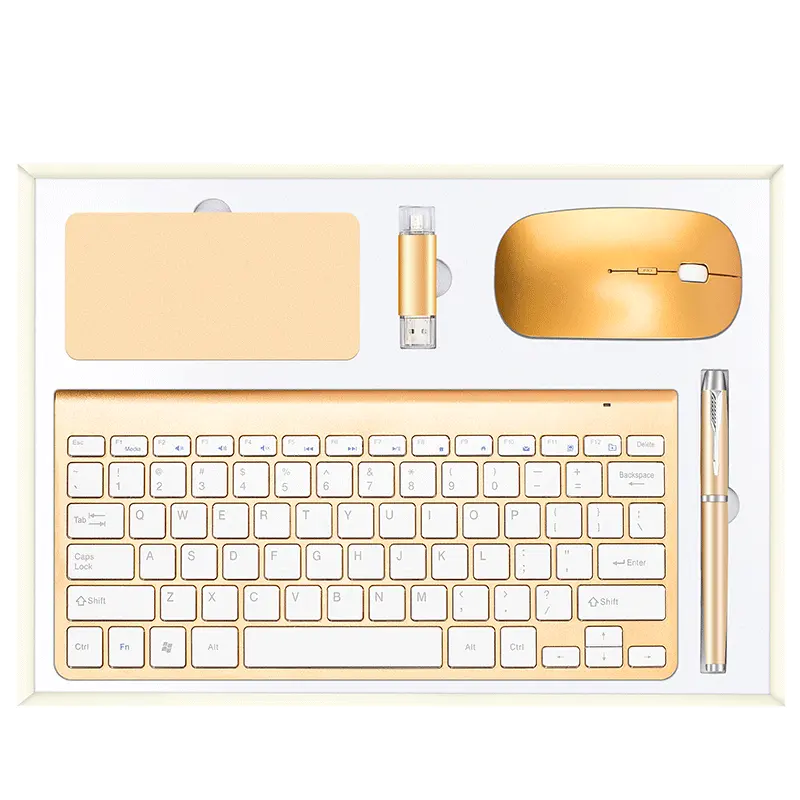 Hadiah Promosi warna emas BAGUS Flash Drive Usb pena logam Power Bank keyboard nirkabel sisir keyboard kustom produk hadiah unik