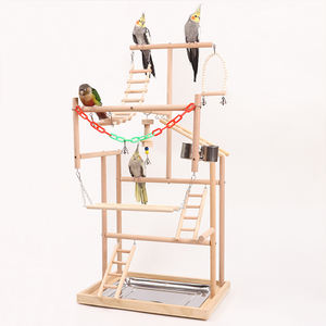 4 Lagen Grote Vogel Houten Baars Gym Box <span class=keywords><strong>Ladder</strong></span> Met Feeder Cups Pet Papegaai Speelstand Vogel Speeltuin Speelgoed - Product Image 4