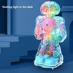 Robô lanterna de luz piscante e música, brinquedo infantil elétrico para caminhada