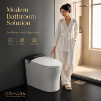 Comara Siège de toilette intelligent haut de gamme en céramique allongé avec télécommande, désodorisation automatique, chauffage, siphon en P au sol
