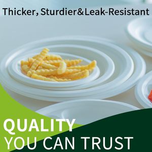 150 mảnh nhiệm vụ nặng nề 100% compostable trắng 10-inch tấm dùng một lần sinh thái mía sợi phân hủy sinh học tấm bã mía - Product Image 3