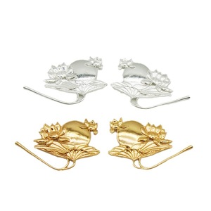 Lotus Leaf And Flower Hairpin Pendant Gold Plated Copper Ancient Style Hanfu Headdress <b>Wedding</b> <b>Accessory</b> - Product Image 5