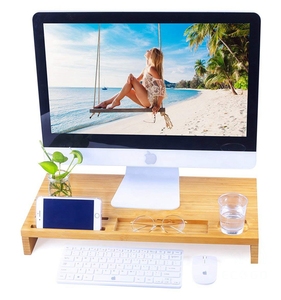 Support de moniteur en bambou Riser Speaker TV PC Ordinateur portable Écran Riser Organisateur de bureau - Product Image 6
