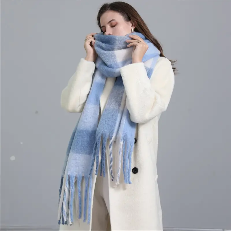 Eleganti scialli e sciarpe in pashmina acrilica a quadri per le donne sciarpa invernale in cashmere