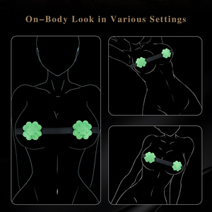 Soutien-gorge en silicone trèfle à quatre feuilles luminescent, avec picots internes pour stimulation des mamelons féminins et plaisir stimulant - Product Image 3