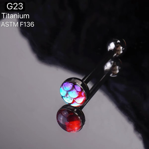 Titan G23 Đồ Trang Sức Cơ Thể Đa-Màu Gradient Xỏ Lưỡi Vòng Với Zircon Xỏ Bông Tai - Product Image 4