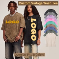 T-shirt vierge personnalisé 230g épais surdimensionné, coupe carrée, épaules tombantes, style streetwear, délavé à l'acide vintage, multicolore, respirant