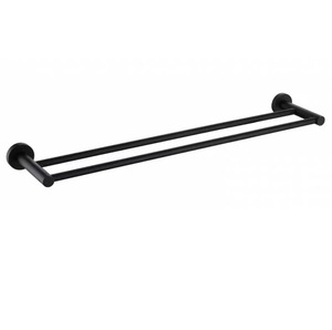 Ensemble de porte-serviettes mural noir avec barre à anneaux, distributeur de savon et porte-brosse WC, accessoires de salle de bain - Product Image 6