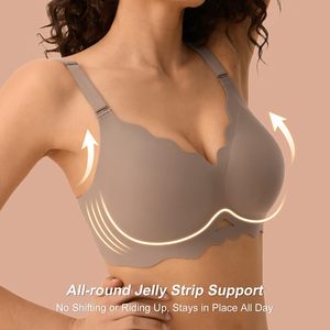 <span class=keywords><strong>Soutien</strong></span>-<span class=keywords><strong>gorge</strong></span> push-up grande taille Jelly, fin, sans armatures, sans coutures, antibactérien, anti-affaissement, bonnet 3/4, bord festonné, respirant, pour l'été - Product Image 3