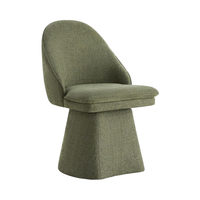 Chaise de salle à manger moderne pivotante chaise d'appoint en tissu de lin rembourré pour cuisine salle à manger chambre à coucher meubles de maison vert mousse