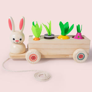 Dessin animé en bois lapin tirer radis <span class=keywords><strong>jeu</strong></span> jouet pousser le long chariot enfants éducation précoce couleur taille trieur correspondant <span class=keywords><strong>jeu</strong></span> jouets ensemble - Product Image 3