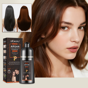 MOKERU Shampoo Colorante Naturale alle Erbe, Tinta <span class=keywords><strong>Senza</strong></span> <span class=keywords><strong>Ammoniaca</strong></span> con Olio di Argan, Nutriente e Duraturo per Copertura dei Capelli Grigi, 420ml - Product Image 4