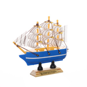 Cadeau créatif de style <span class=keywords><strong>méditerranéen</strong></span> modèle de <span class=keywords><strong>voilier</strong></span> bateau artisanat en bois fête maison décoration de gâteau ornements petite taille 10cm - Product Image 5