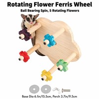 Jouet d'escalade moderne et automatique pour écureuil et petaugeur, en forme de grande roue à fleurs rotative, avec perchoir en bois massif étanche à roulement à billes