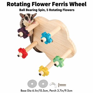 Jouet d'escalade moderne et automatique pour écureuil et petaugeur, en forme de grande roue à fleurs rotative, <span class=keywords><strong>avec</strong></span> perchoir en bois massif étanche à roulement à billes - Product Image 1