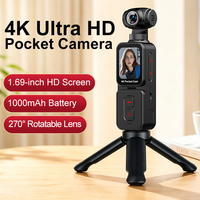 Caméra d'action sportive 4K, caméscope numérique de poche portable WiFi 270 °   Caméra de sport avec suivi du visage par rotation de l'objectif pour les vidéos de vlog