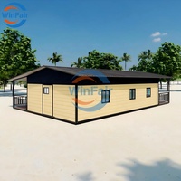 Maison Modulaire Conteneurisée Moderne WinFair Chine de Luxe à Toit Triangulaire Préfabriquée 3 Chambres 40 Pieds avec Terrasse pour Vie Senior