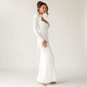 ENYA – robe moulante en tricot côtelé, une épaule dénudée, Sexy, longue, asymétrique, dos nu, tenue de soirée, soirée - Product Image 4