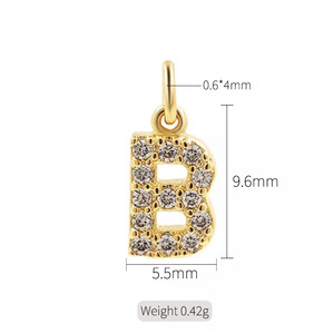 Venta al por Mayor de Accesorios Miniatura Chapados en Oro de 18K, 26 Letras Iniciales del Alfabeto A-Z, Colgante de Corona de Zirconia, Collar de Acero Inoxidable - Product Image 4