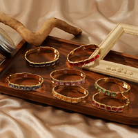 Bracelet carré en acier titane plaqué or 18 carats avec zirconiums cubiques pour femme, bijou jonc en acier inoxydable avec fermoir de créateur tendance