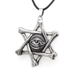 Collar con colgante de estrella de ojo de David, diseño personalizado, joyería de hip hop